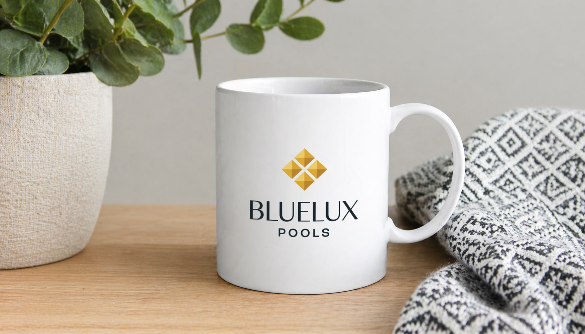 BlueLux Pools — branded mug